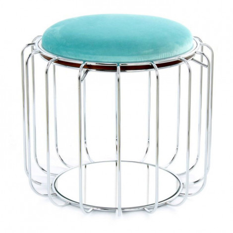 Pouf & Table d'Appoint "Comfortable" 50cm Menthe & Argent|Table Basse|Paris Prix