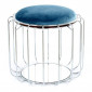 Pouf & Table d'Appoint "Comfortable" 50cm Bleu Pétrole & Argent|Table Basse|Paris Prix