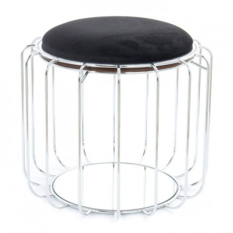 Pouf & Table d'Appoint "Comfortable" 50cm Noir & Argent|Table Basse|Paris Prix