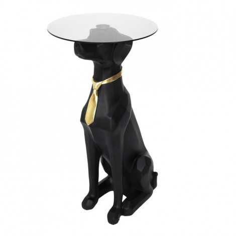 Table Basse Déco "Chien Assis" 66cm Noir & Or|Table Basse|Paris Prix
