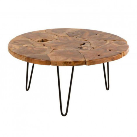 Table Basse en Teck "Manuel" 80cm Marron|Table Basse|Paris Prix