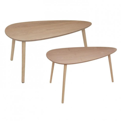 Lot de 2 Tables Basses Gigognes "Mileo" 98cm Beige|Table Basse|Paris Prix
