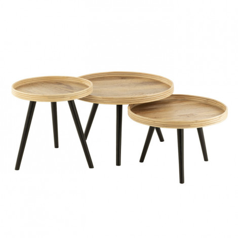 Lot de 3 Tables Gigognes "Perry" 70cm Naturel|Table Basse|Paris Prix