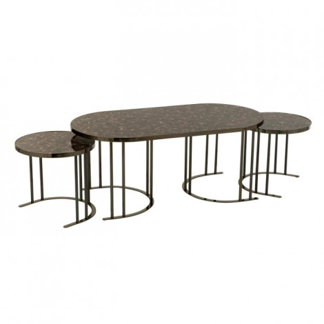 Lot de 3 Tables Basses Gigognes "Kelli" 120cm Marron|Table Basse|Paris Prix