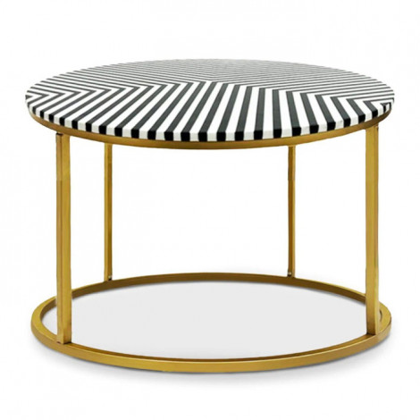 Table basse Design Ronde "Ligne" 61cm Noir & Blanc|Table Basse|Paris Prix