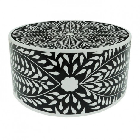 Table Basse Ronde "Flower" 66cm Noir & Blanc|Table Basse|Paris Prix
