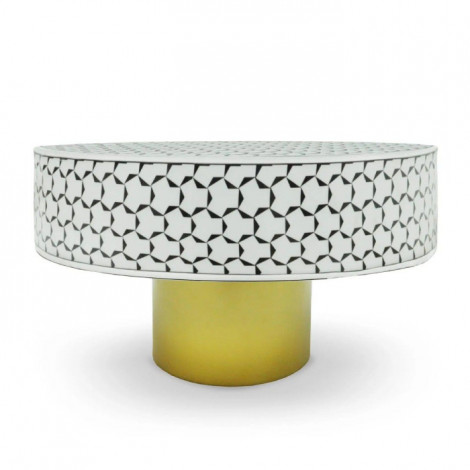 Table Basse Ronde "Géométrique" 71cm Noir & Blanc|Table Basse|Paris Prix