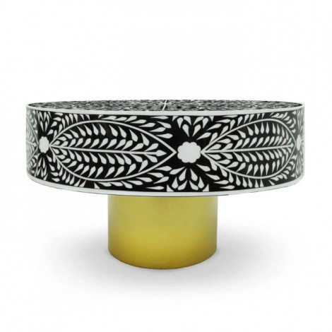 Table Basse Ronde "Flower" 71cm Noir & Blanc|Table Basse|Paris Prix