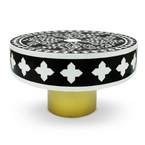 Table Basse Ronde "Croix" 71cm Noir & Blanc|Table Basse|Paris Prix