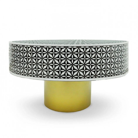 Table Basse Ronde "Arabesque" 71cm Noir & Blanc|Table Basse|Paris Prix