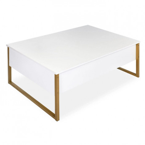 Table Basse Design "Valentin" 90cm Blanc & Or|Table Basse|Paris Prix
