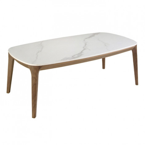 Table Basse en Marbre "Vilma" 119cm Blanc & Naturel|Table Basse|Paris Prix