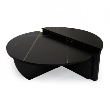 Lot de 2 Tables Basses Design "Armango" 90cm Noir Marbré|Table Basse|Paris Prix