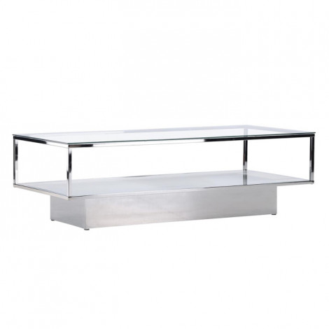 Table Basse Design en Verre "Maglehem" 130cm Argent|Table Basse|Paris Prix