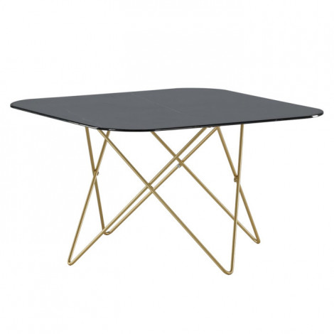 Table Basse en Verre Marbré "Tristar" 80cm Noir & Or|Table Basse|Paris Prix