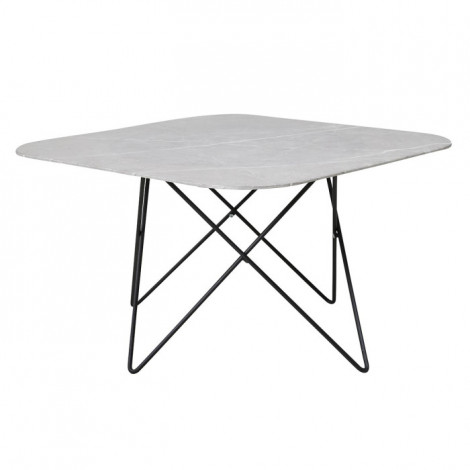 Table Basse en Verre Marbré "Tristar" 80cm Gris|Table Basse|Paris Prix