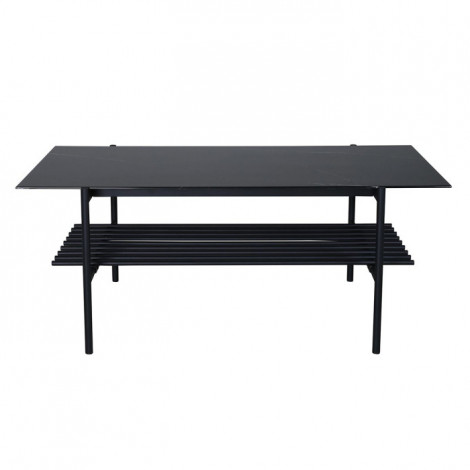 Table Basse en Verre "Von Staf" 120cm Noir Marbre|Table Basse|Paris Prix
