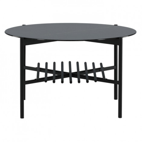 Table Basse en Verre "Von Staf" 80cm Noir Marbre|Table Basse|Paris Prix