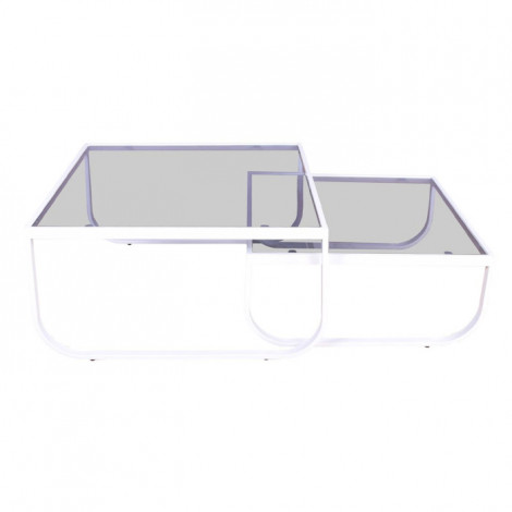Lot de 2 Tables Basses en Verre "Rocker" 80cm Blanc|Table Basse|Paris Prix
