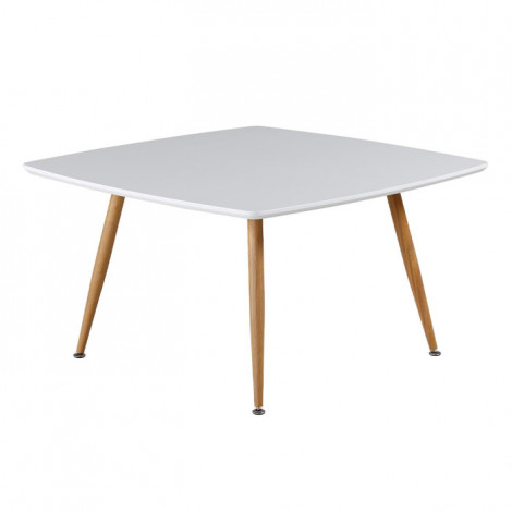 Table Basse Design "Plaza" 80cm Blanc & Naturel|Table Basse|Paris Prix