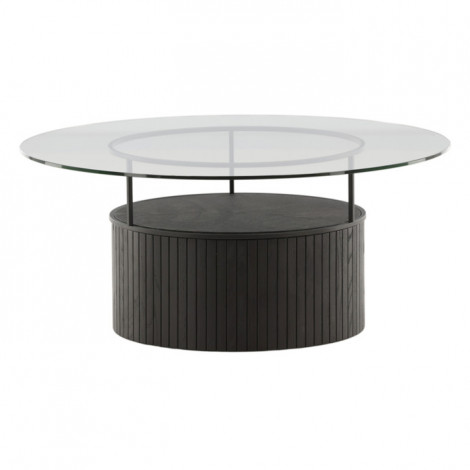 Table Basse en Verre "Bovall" 90cm Noir|Table Basse|Paris Prix