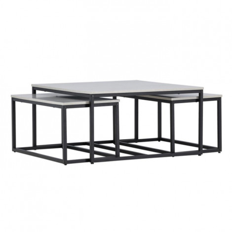 Lot de 3 Tables Basses Gigognes "Solna" 80cm Gris|Table Basse|Paris Prix