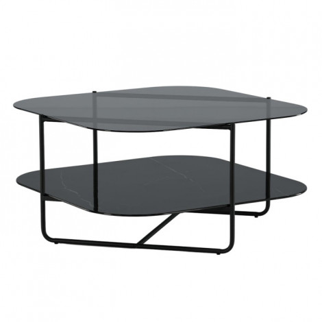 Table Basse en Verre "Un-Line" 85cm Noir|Table Basse|Paris Prix