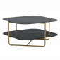 Table Basse en Verre "Un-Line" 85cm Noir & Or|Table Basse|Paris Prix