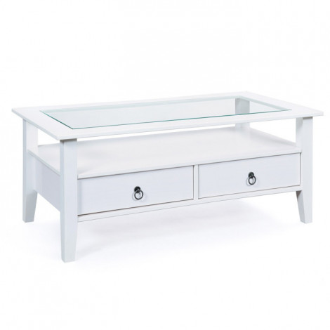 Table Basse en Pin Massif "Abigael" 115x60cm Blanc|Table Basse|Paris Prix