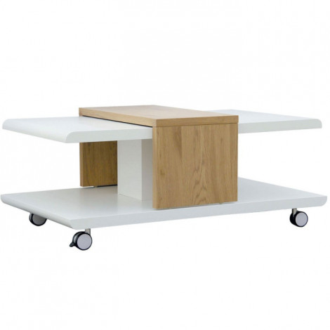 Table Basse Design "Yavor" 110cm Naturel & Blanc|Table Basse|Paris Prix