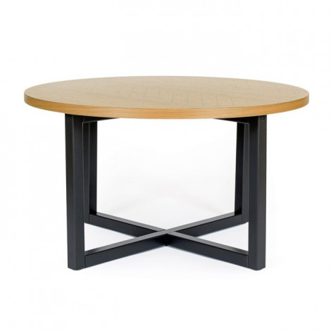Table Basse Ronde "Camden" 80cm Chêne & Noir|Table Basse|Paris Prix