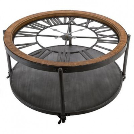 Table Basse Ronde en Métal "Chrono" 89cm Noir|Table Basse|Paris Prix