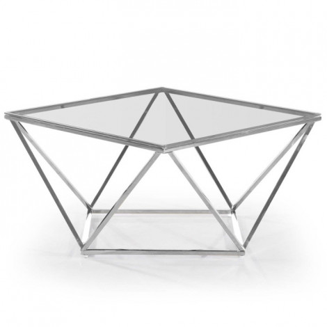Table Basse Design en Verre "Luna" 80cm Argent|Table Basse|Paris Prix