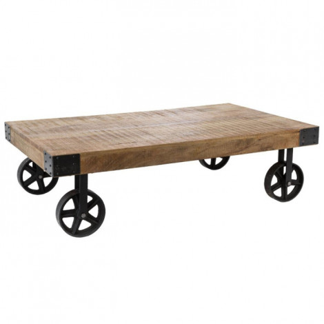 Table Basse à Roulettes en Bois "Til" 117cm Naturel|Table Basse|Paris Prix