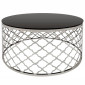 Table Basse en Verre "Aidaz" 80cm Noir & Argent|Table Basse|Paris Prix