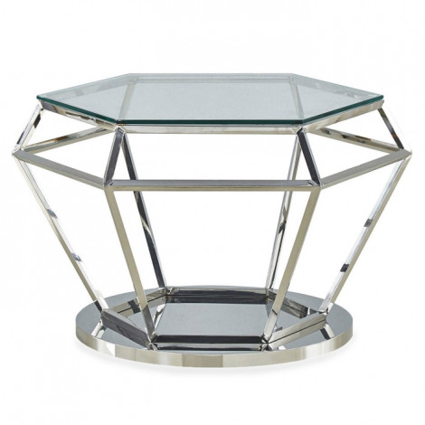 Table Basse Design "Ruby" 80cm Transparent & Argent|Table Basse|Paris Prix
