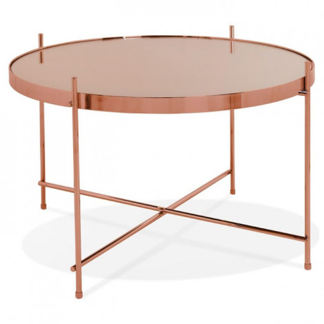 Table Basse Design en Verre "Rona" 63cm Cuivre|Table Basse|Paris Prix