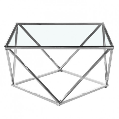 Table Basse Design en Verre "Lora" 80cm Argent|Table Basse|Paris Prix