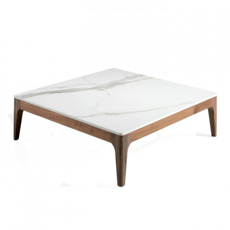 Table Basse Bois & Marbre "Colai" 100cm Blanc|Table Basse|Paris Prix