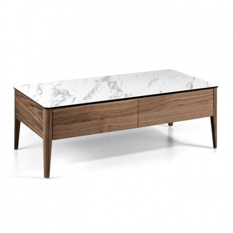 Table Basse Marbre & Bois "Sade" 120cm Naturel|Table Basse|Paris Prix