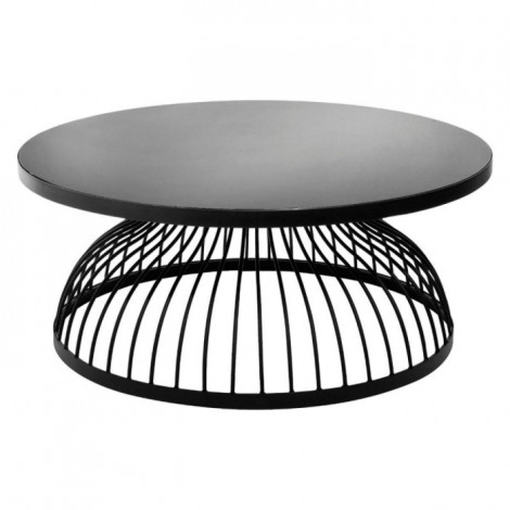 Table Basse Ronde Design "Kushi" 90cm Noir|Table Basse|Paris Prix