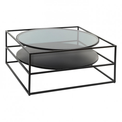 Table Basse Design Verre & Métal "Yoho" 90cm Noir|Table Basse|Paris Prix