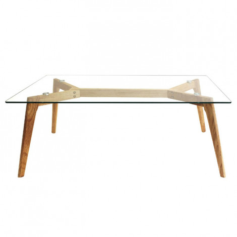 Table Basse Verre & Bois "Polax" 110cm Transparent|Table Basse|Paris Prix