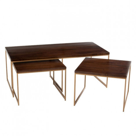 Table Basse 3 Parties Design "Rafi" 120cm Marron|Table Basse|Paris Prix