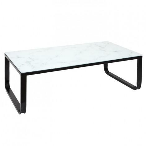 Table Basse en Verre "Effet Marbre" 105cm Blanc|Table Basse|Paris Prix