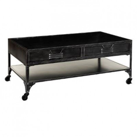 Table Basse 4 Tiroirs en Métal "Sevin" 110cm Gris|Table Basse|Paris Prix