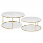 Lot de 2 Tables Basses "Geon" 78cm Blanc & Or|Table Basse|Paris Prix