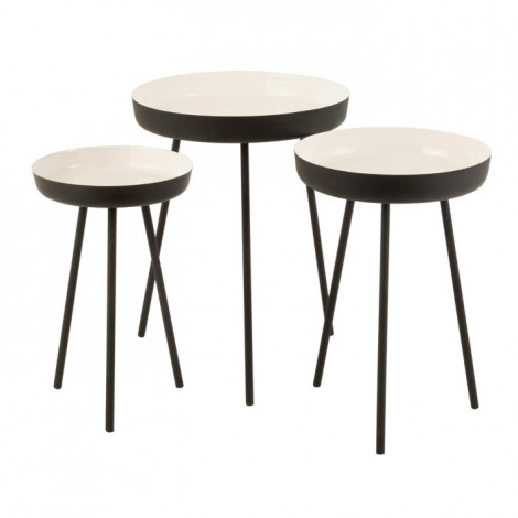 Lot de 3 Tables Gigognes "Pulta" 67cm Noir & Blanc|Table Basse|Paris Prix