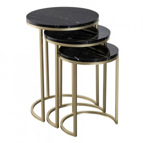 Lot de 3 Tables d'Appoint Design "Tria" 65cm Noir|Table Basse|Paris Prix