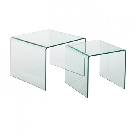 Lot de 2 Tables Gigognes "Veria" 65cm Transparent|Table Basse|Paris Prix